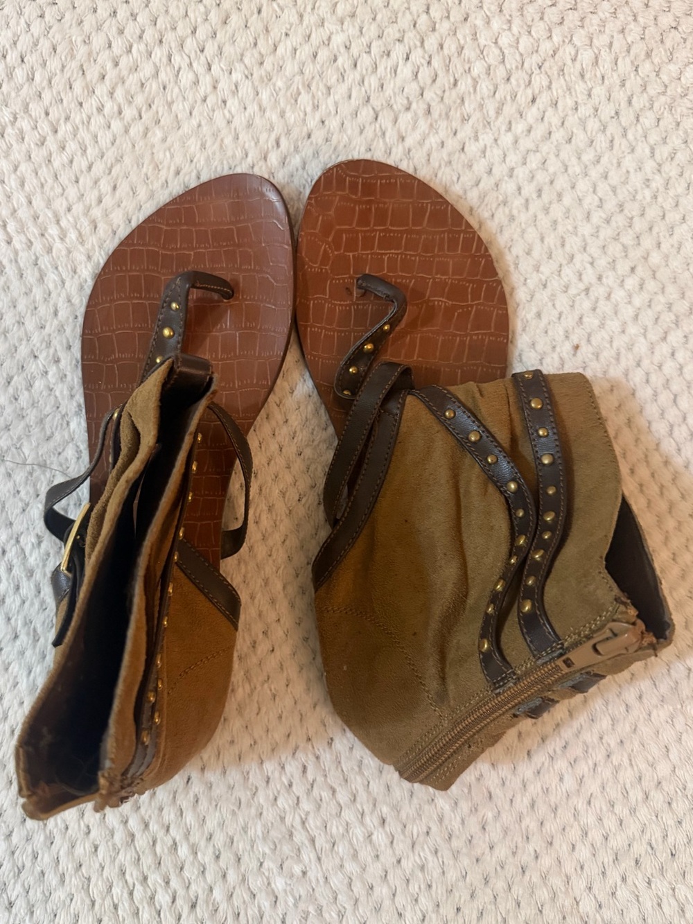 Women’s Brown Gladiator Sandals with Stud Detail